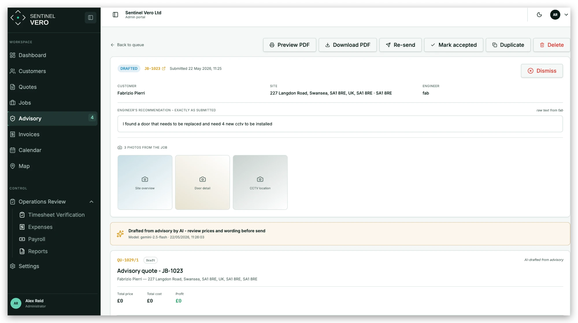 Step 2. The recommendation in detail in Sentinel Vero