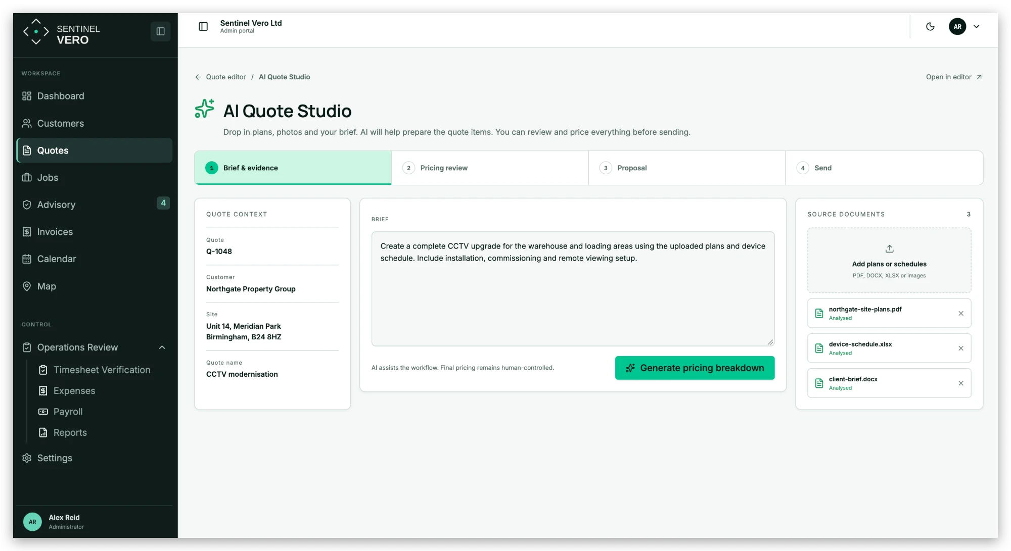 AI Quote Studio in Sentinel Vero